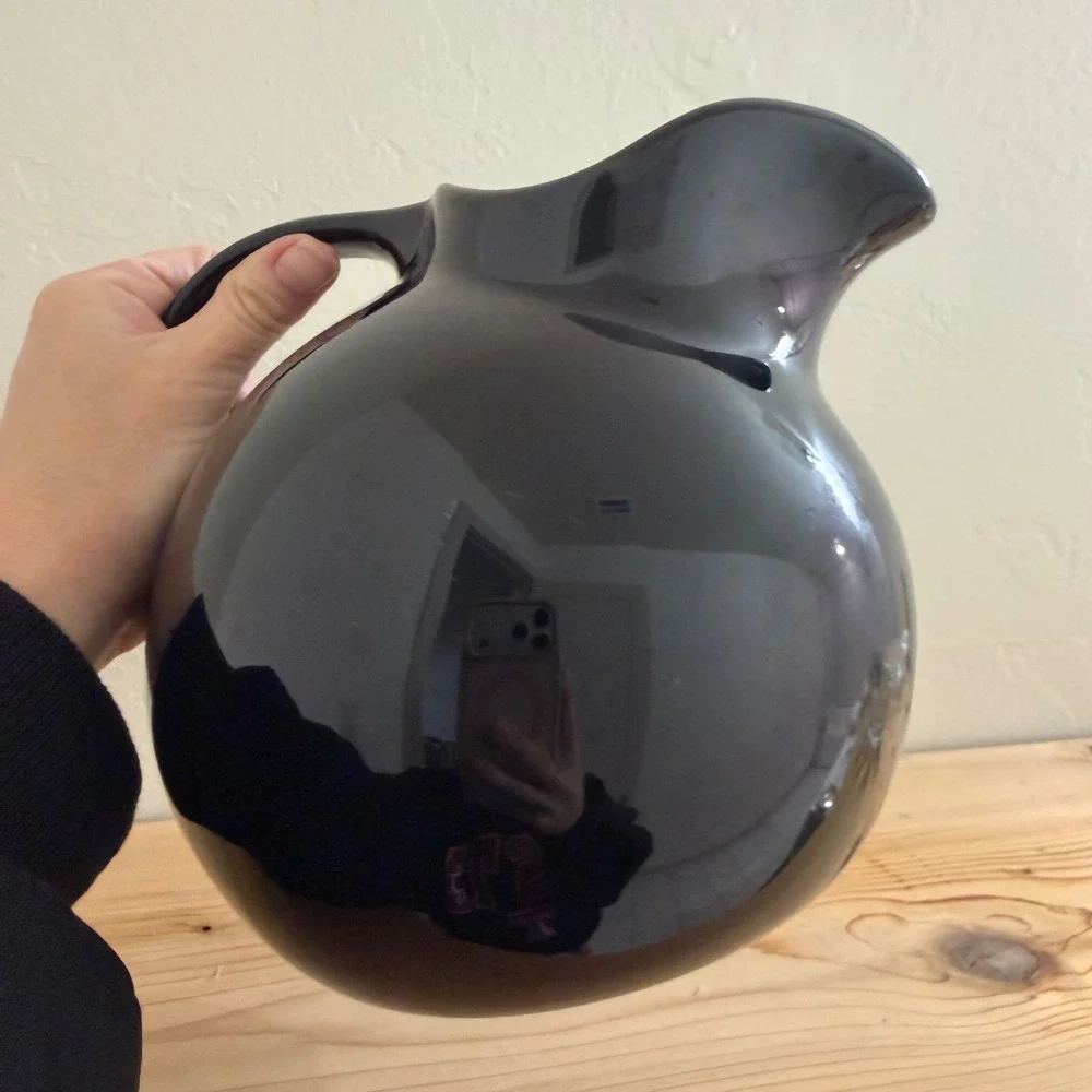 Vintage Hall China 633 Black Ball Water Pitcher‎ Art Deco Ceramic Mid Century